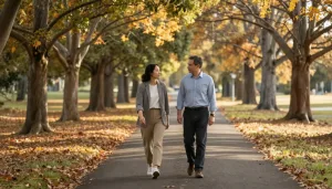 Therapist and client walking in Adelaide Hills