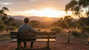 Peaceful Adelaide Hills landscape at sunset