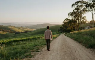 Person walking through Adelaide Hills countryside