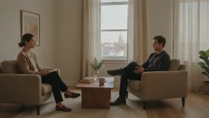 Therapist talking with a client during a counselling session in Adelaide